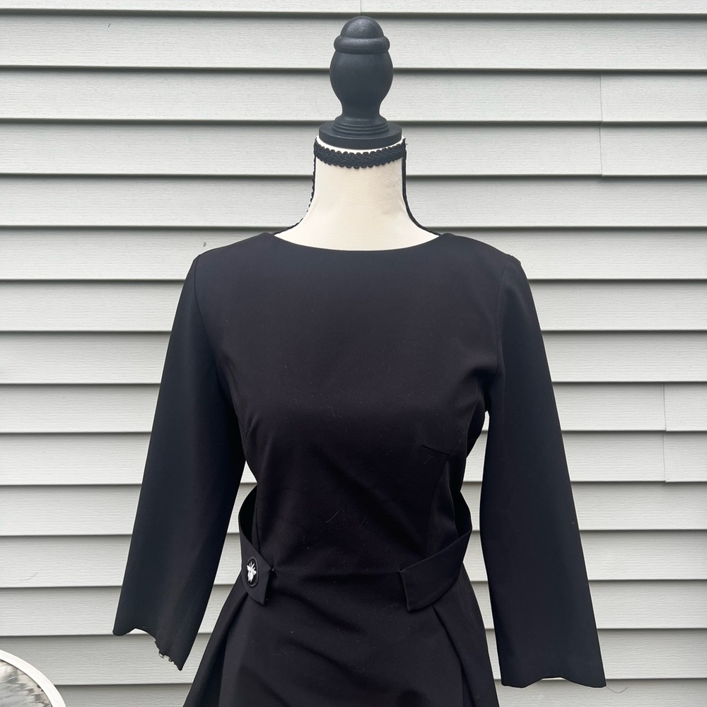 Dior Black Long-Sleeve A-Line Top with Waist Tab